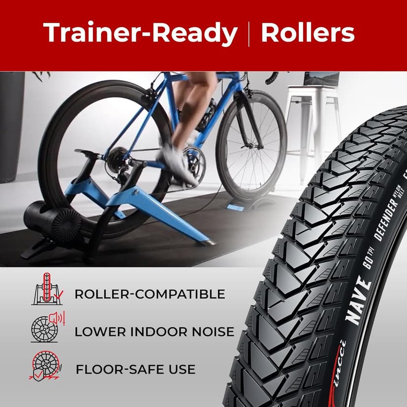 Fincci City 700x35c Bike Tire - Foldable 700c Tires, 37-622 with 1 mm Puncture Proof Resistant - Black Kevlar Road Bike Tire 28 inch for Touring, Hybrid, Electric Bicycles - 700c Wheelset