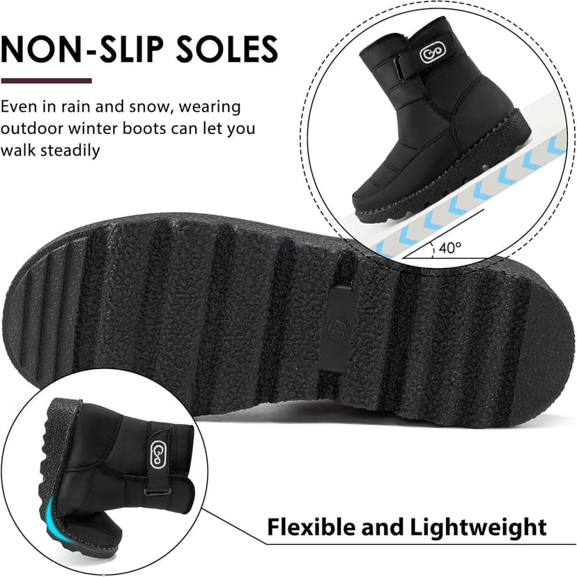 Ablanczoom Womens Winter Snow Boots With Warm Fur Lining Comfortable Booties Non Slip Waterproof Outdoor Shoes