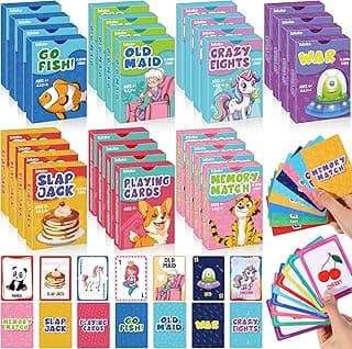 Zubebe 28 Pack Kids Card Games Gifts Bulk Classic Playing Card Game Set for Kids Includes Go Fish, Old Maid, Crazy Eights, Memory Match, Slap Jack, Playing Toy for Party Favors (Classic)