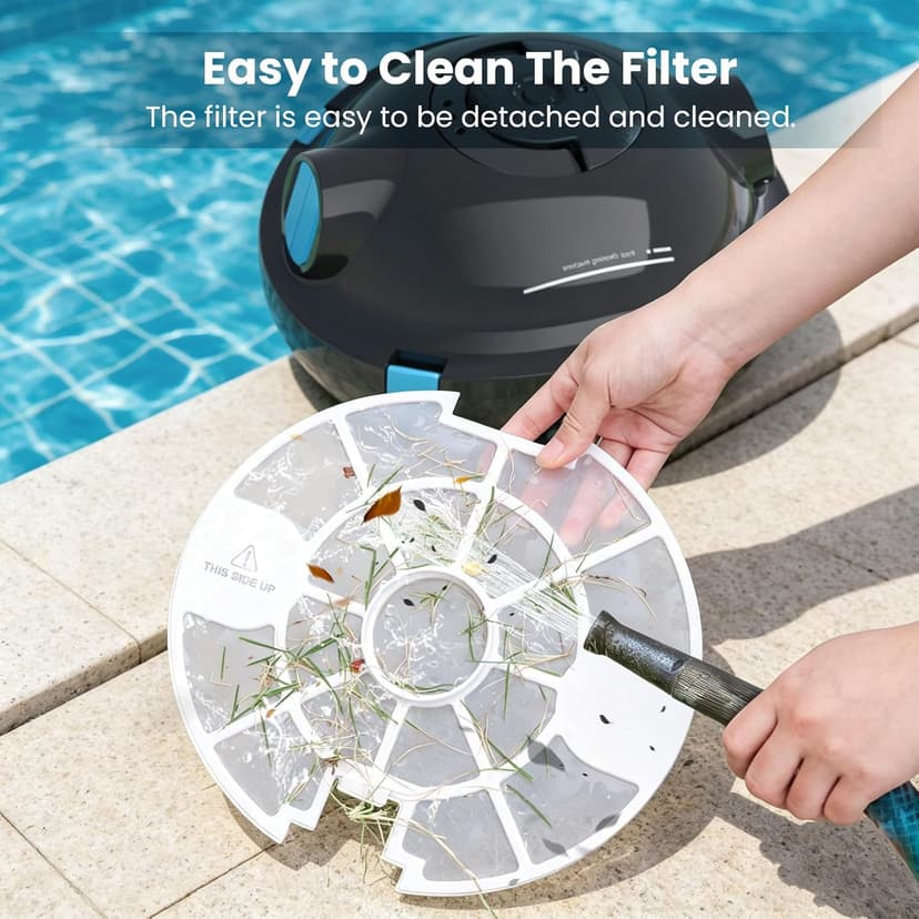 Y10 Cordless Robotic Pool Cleaner, Automatic Pool Vacuum - Ultra Long Battery Life, Powerful Suction, Self-Parking, Lightweight for Above/Inground Pools Up to 65ft/1100 Sq.Ft (Obsidian)
