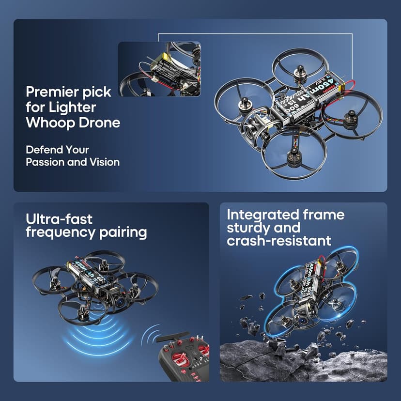 R8 ELRS Brushless Whoop Quadcopter, Ultralight 1S 80mm Micro FPV Drone BNF with 6 Port Battery Charger,2 Batteries Fly12 Mins for FPV Freestyle Racing Indoor Outdoor,FOV160°,Matrix G4 5IN1 FC,0802 20000KV Motor