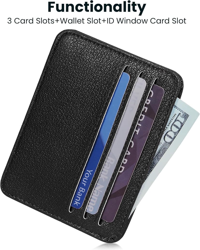 Mayski Credit Card Holder for Women Minimalist Wallet, RFID Blocking Wallets Card Cases, Small Wallets with ID Window for Women Men, Black