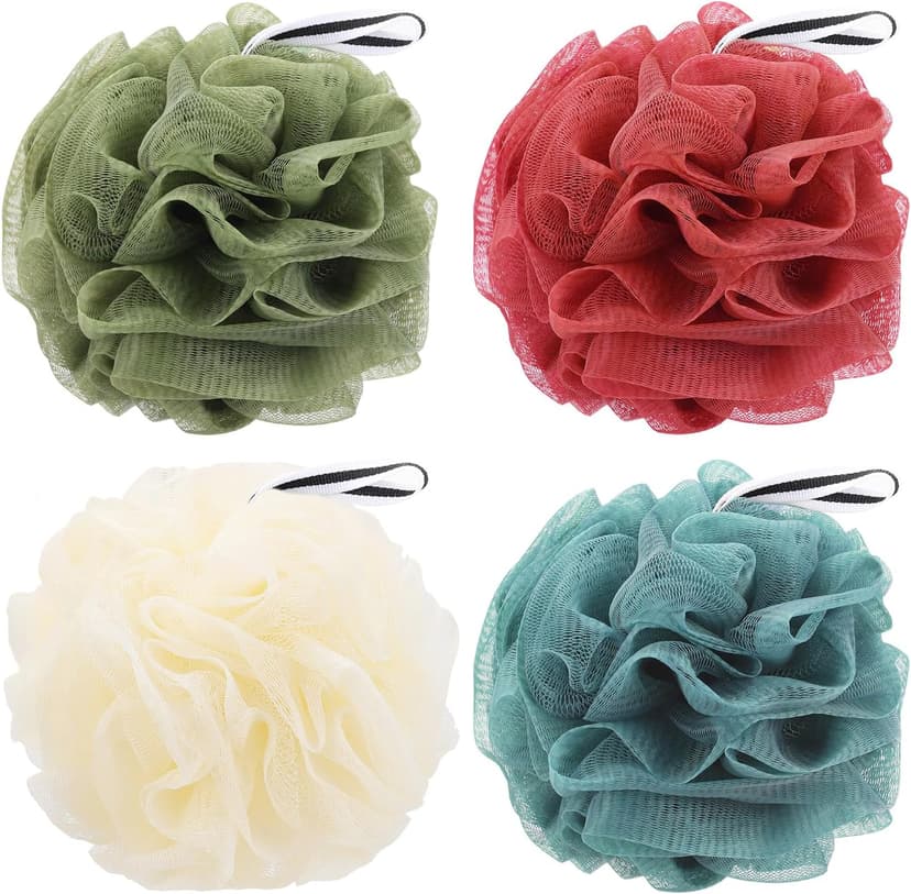 4 Pack Bath Sponge, Bath Shower Loofahs Mesh Pouf Sponge Body Scrubber Exfoliator Scrubber - 50g/Piece