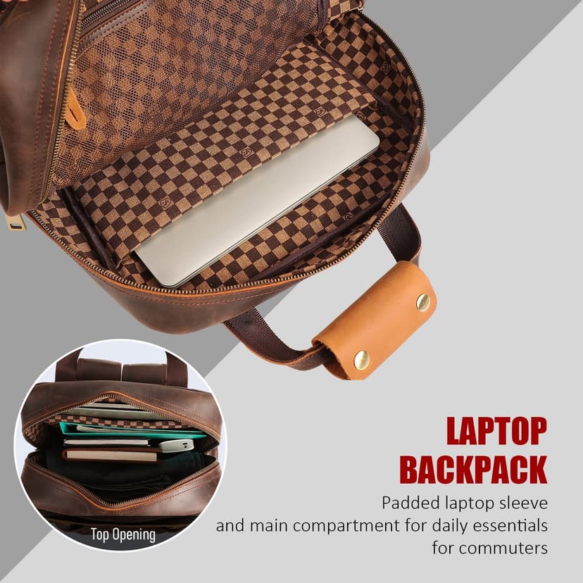 STAR VISTA Bernini Vintage Full Grain Leather Camera Backpack for DSLR/SLR, Camera Case for Photographers, with Tripod Holder, Fits 15.6" Laptop, Casual Outdoor Rucksack, YKK Zippers