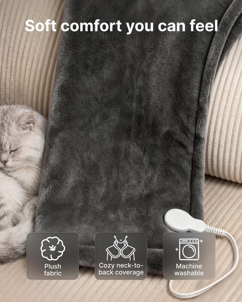 RENPHO Electric Heating Pad for Back Pain Relief, Birthday Gifts for Women Men Mom Dad Elderly, FSA Eligible Items Only List, Large Heat Pad for Neck and Shoulders, 24"x33", ETL Certified, Gray