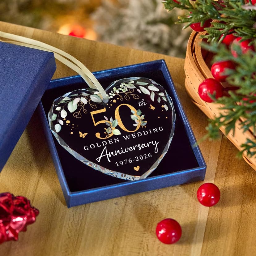Marriage Gifts for Parents,50th Anniversary Marriage Gifts for Couple Golden Wedding Decorations,Golden Wedding Gift 50th wedding anniversary gifts,Happy 50th Anniversary Ornament B0H1WN27QW