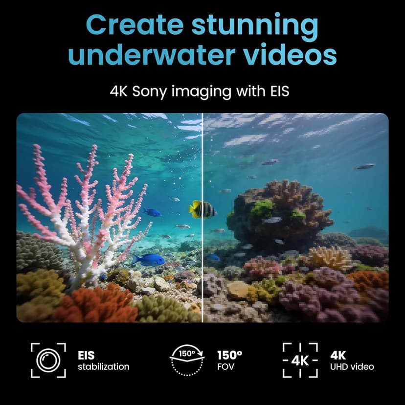 Underwater Drone, Mini S submarine drone with 4K+EIS Image Stabilization Camera for Real-Time Viewing Depth & Temperature Data, Direct-Connect Remote Controller, Dive to 330ft Underwater, Portable ROV