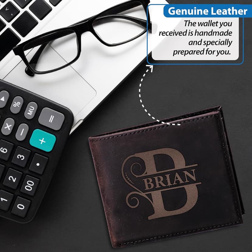 Masat Customized Personalized Wallet for Men, Custom Gifts for Father, Customized Monogram Wallet for Men, Son, Grandpa, Boyfriend, Fathers Day, Wedding, Anniversary, Birthday, Graduate