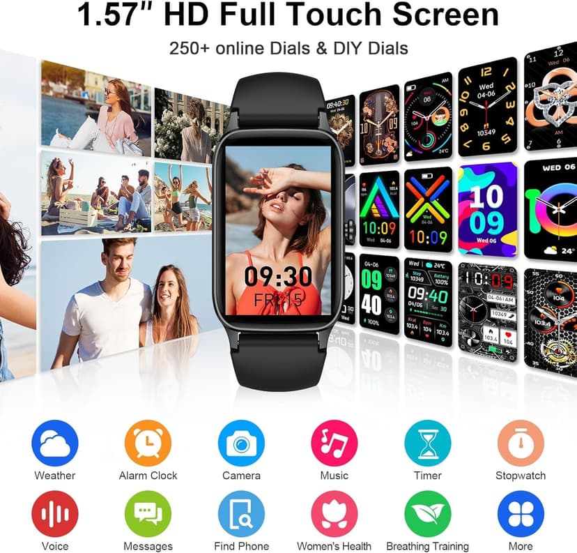 Smart Watch for Men Women(Answer/Make Call), 2025 Fitness Activity Tracker 1.57” Smartwatch with Heart Rate/Sleep Monitor/Pedometer/Calories/110+ Sports, IP68 Waterproof Fitness Watch for Android iOS