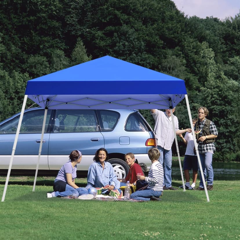 Oneofics Canopy Tent, 10X10 FT Pop Up Canopy Outdoor Instant Tent Slant Legs with Carrying Bag, Portable Gazebo Shelter for Patio Deck Garden and Beach - 8X8 FT Canopy Cover, Blue