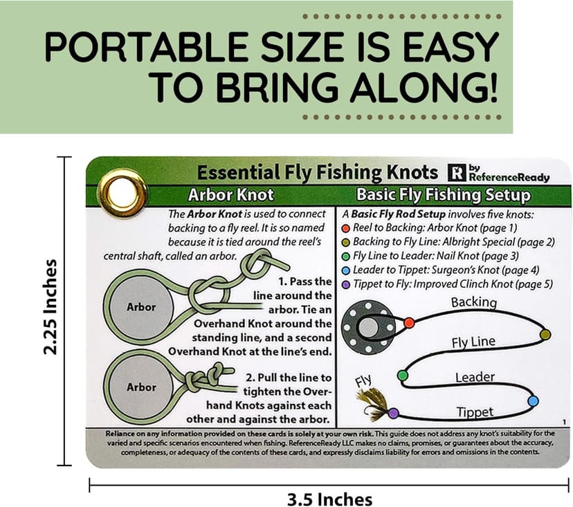 Fly Fishing Knot Cards - Waterproof Guide to 14 Essential Fly Fishing Knots - Includes Mini Carabiner