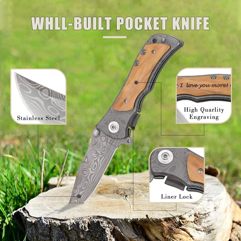 I Love You More Gifts for Him - Engraved Pocket Knife - Valentines Day Gifts for Boyfriend Husband, Anniversary Christmas Gift