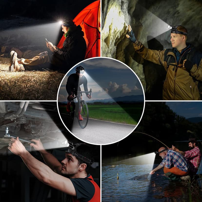 Blukar LED Rechargeable Headlamp,Super Bright Rechargeable Headlight Flashlight-3 Lights 5 Modes,Zoomable,Spotlight&Floodlight Combination,IPX6 Waterproof,20+Hrs Runtime for Running,Hiking,Camping etc