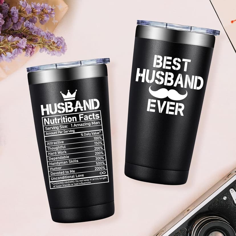 Husband Christmas Gift Ideas - Anniversary, Valentines Day, Fathers Day, Birthday Gifts for Husband, Hubby from Wife Grifarny Gifts for Husband from Wife - Best Husband Ever Gift Tumbler 20 oz B0DBV286MY