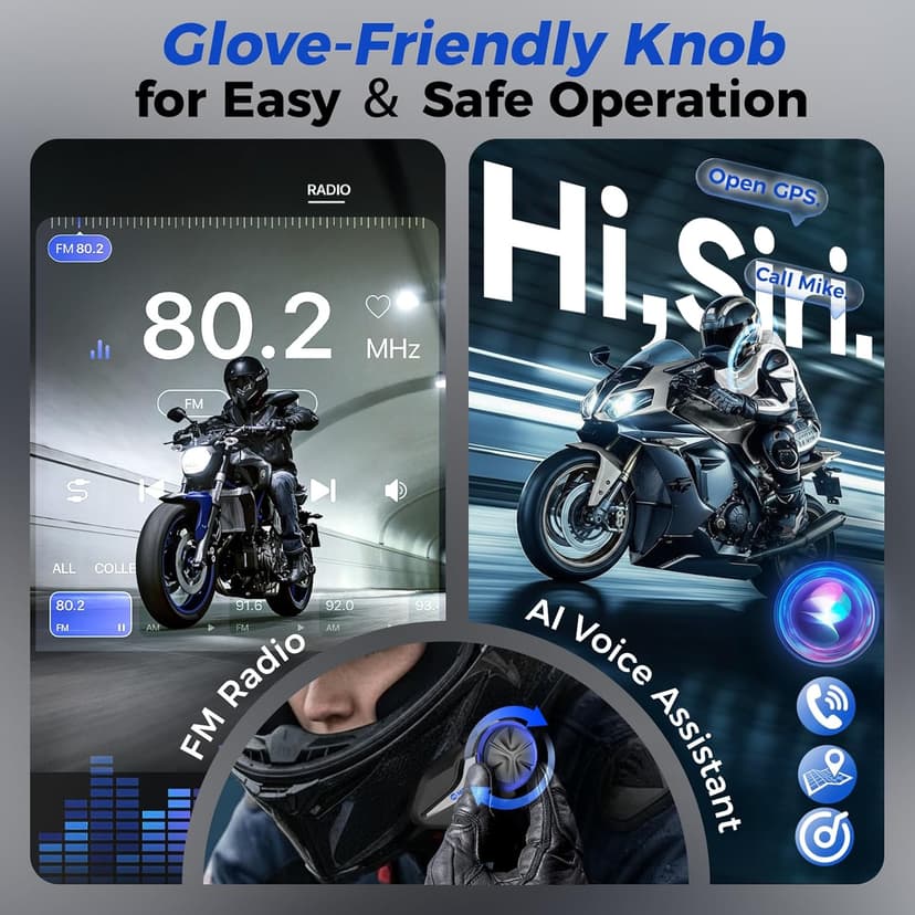 Moman Motorcycle Intercom, Group Intercom Communication Systems, FM, Hi-Fi Stereo, CVC Noise Cancellation, Waterproof BT5.1 Helmet Speaker Headset, 24 Riders Mesh Communicate(CPX 1 Pack)