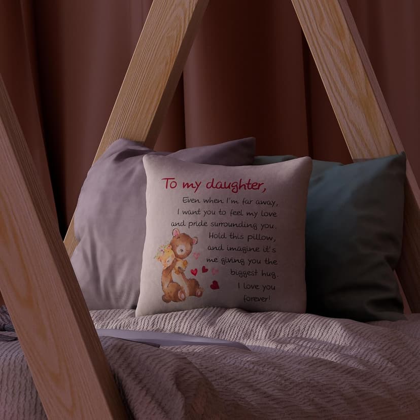 Daughter Gifts from Mom18x18 Throw Pillow Cover - Best Daughter Ever from Mom & Dad, Birthday Gifts for Daughters, to My Beloved, Decorative Pillow Case for Her, Special Occasion Keepsake