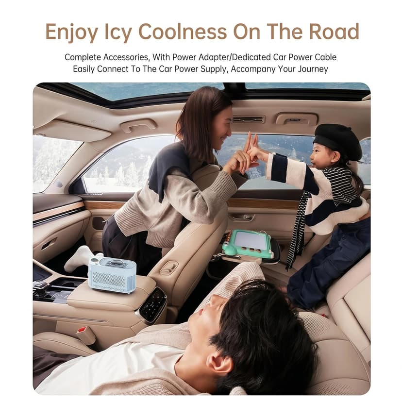 Portable Ice Maker, 12V DC Mini Car Ice Maker, Makes 10 Cubes in 15-20 Mins, with Cigarette Lighter for Trips, Camping,(Adapter Needs Separate Buy 5.5x2.1mm F to 5.5x2.5mm M Converter) (Blue)