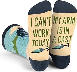 Lavley Can’t Today My Arm Is In A Cast Socks - Funny Fishing Socks for Men - Hilarious Gift for Anglers and Outdoorsmen - One Size Fits Most