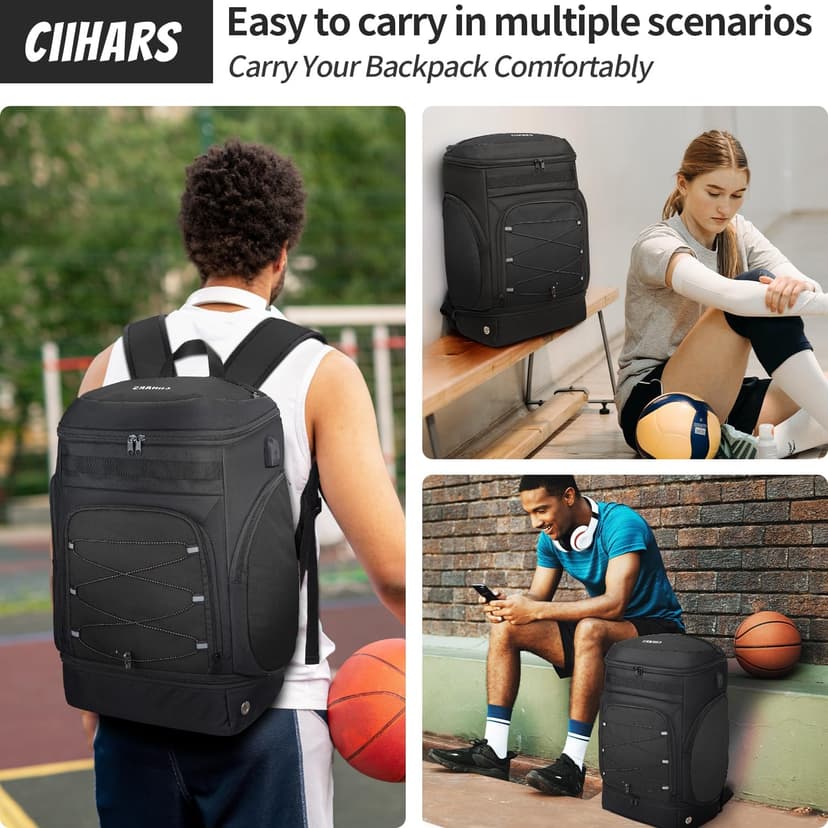Basketball Backpack Bag Large Sports Bag with Separate Ball holder & Shoes compartment, Best for Basketball, Soccer,Volleyball,Gym