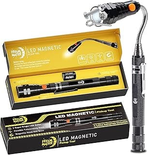 Magnetic Pickup Tool, Gifts for Men, Telescoping Magnet Flashlight, Gifts Idea & Stocking Stuffers for Men, Teen Boys, Mechanic, Boyfriend, Christmas Gifts for Dad, Husband, Father, Black