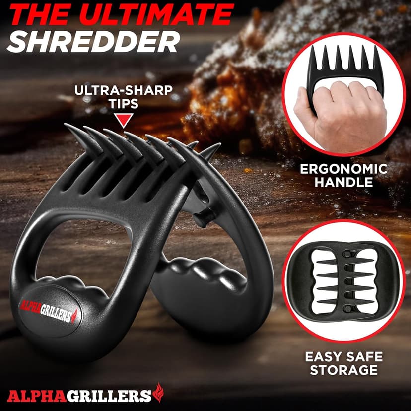 Alpha Grillers Meat Shredder Claws - Grilling Accessories Gifts for Men Dad Him Husband Son Boyfriend Birthday - BBQ Accessories Grill Puller for Cooking Shredding Barbecue Smoker Pulled Pork Chicken