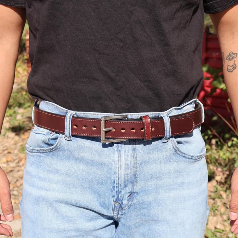 Daltech Force Steel Core Reinforced Leather Gun Belt - Thick Gun Belts for Concealed Carry CCW