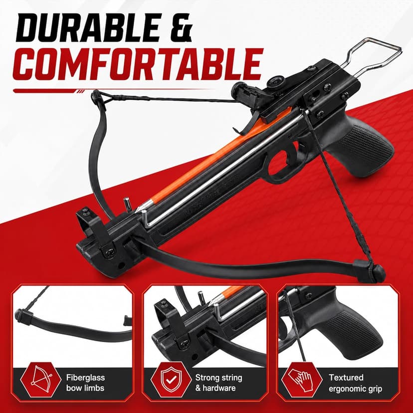 Armory Replicas™ Mini Self-Cocking Crossbow Collection – Aluminum & Fiberglass Compact Archery Crossbows, 50lb to 80lb Draw Weight Models with Safety System & Starter Bolt Sets