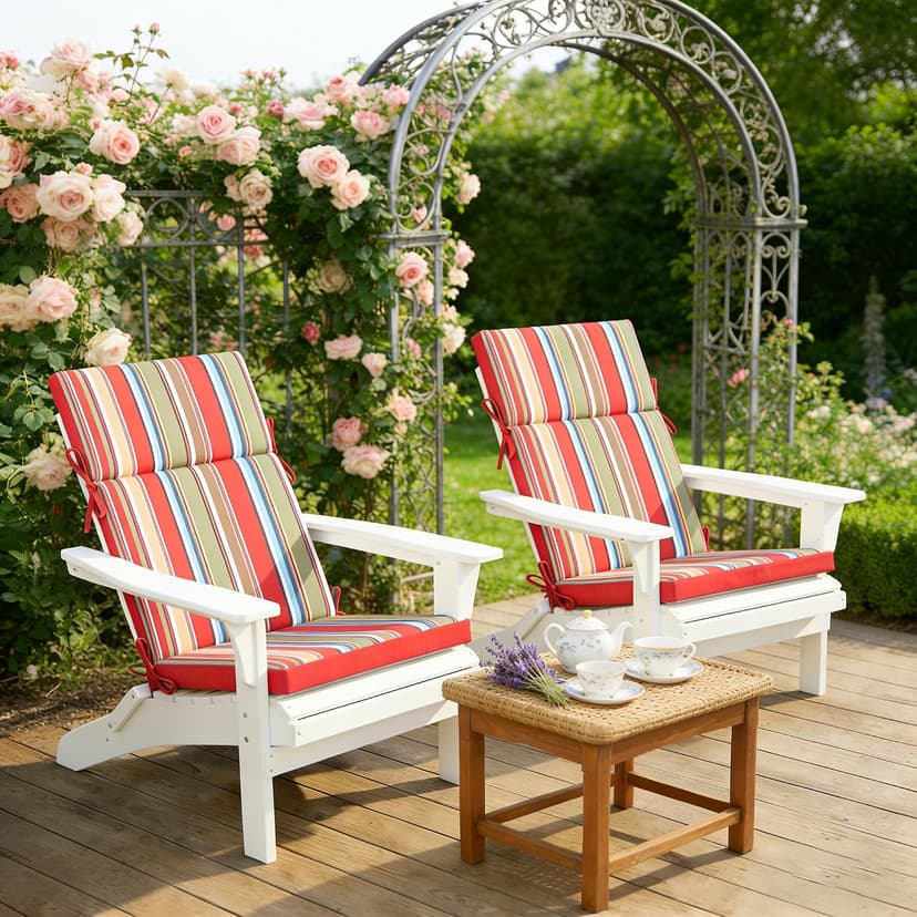 Enipate 2 Pack Outdoor High Back Chair Cushion, Weather Resistant Adirondack Rocking Chair Cushions, Patio Chair Seat Cushions