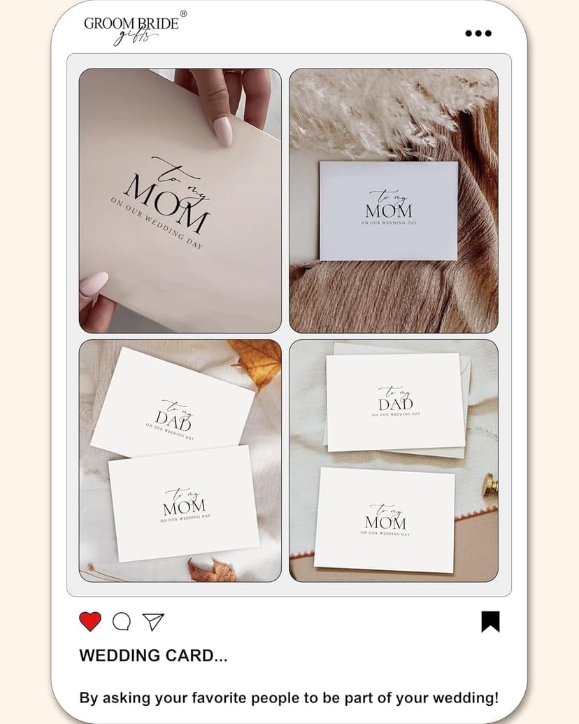 Set of 2 Wedding Day Card for Parents, To My Dad and Mom On Our Wedding Day, Parents Of The Bride/Groom Gifts. （Dad/Mom A）