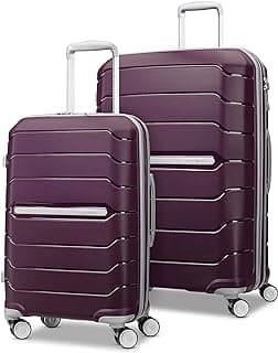 Samsonite Freeform 2-Piece Luggage Set - Carry-On & Large Checked Luggage with Dual Spinner Wheels - Durable Polypropylene Hardshell - TSA Lock, Airline-Approved - Expandable - Amethyst Purple