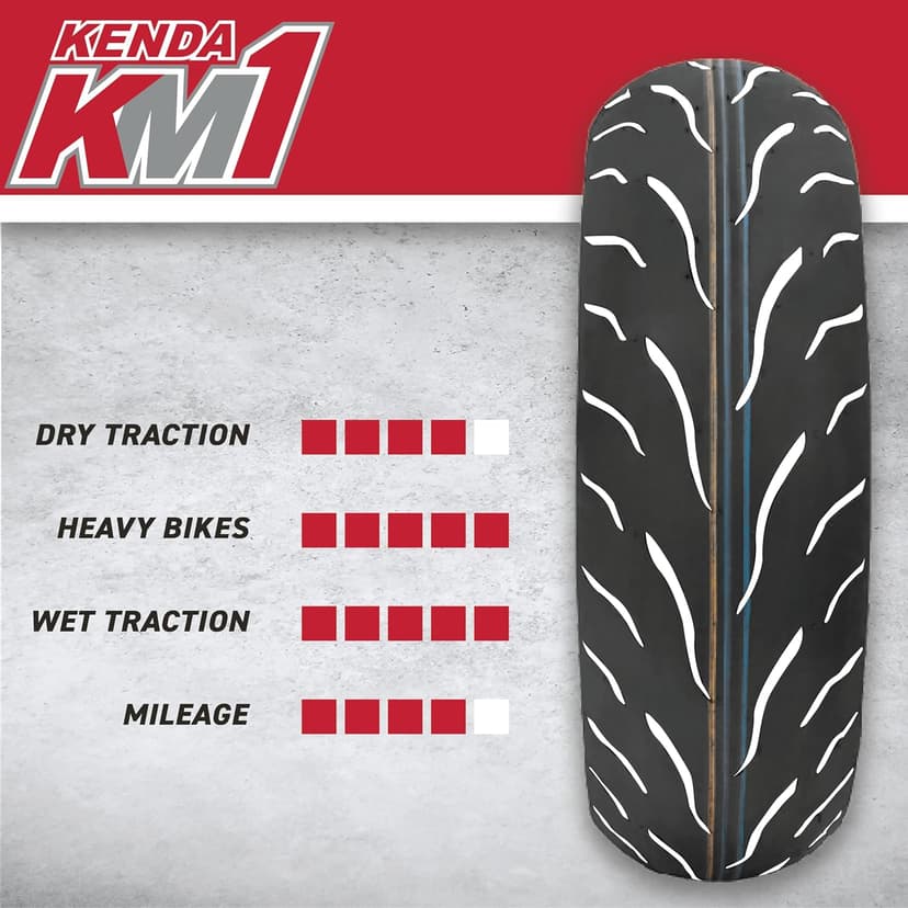 Kenda KM1 (KM001) 120/70ZR17 Front (58W) & 180/55ZR17 Rear (73W) Tires for Sport Touring Motorcycles, Radial with High-Speed Stability & Excellent Wet Grip w/Keychain (120/70-17) (180/55-17) (2-Pack)