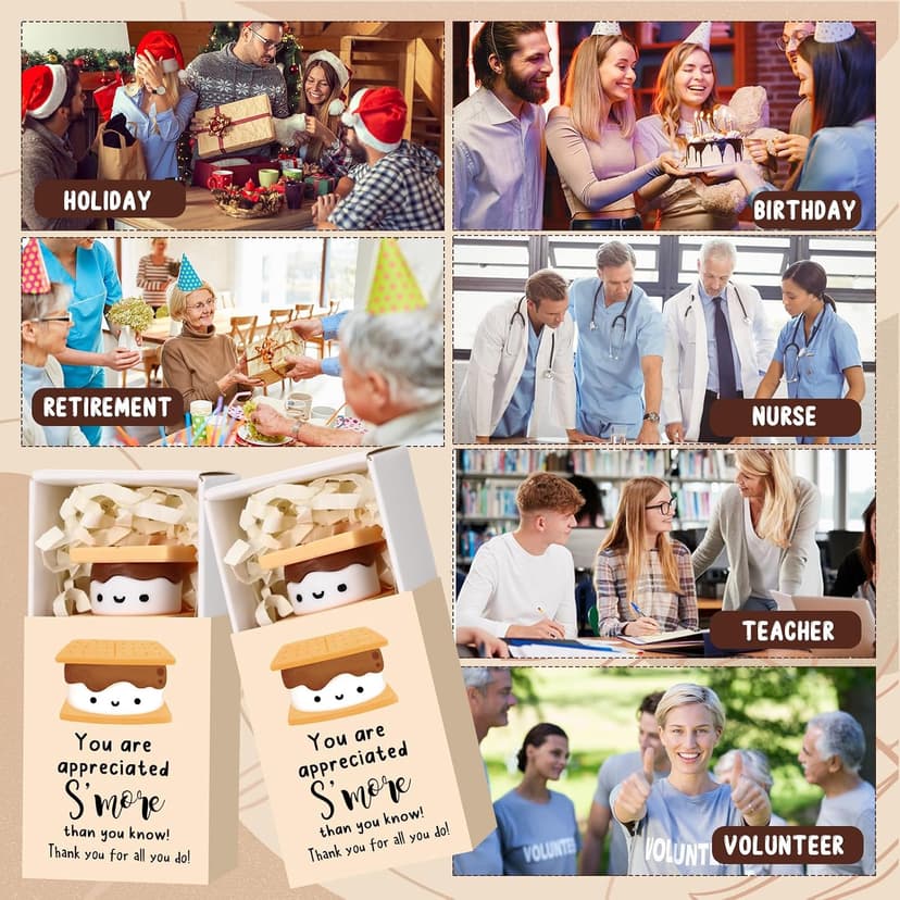 for Food Service Week Customer Service Week Vet Tech, Office Party Favor with Box, Thank You for Coworker Staff Team Teacher Wettarn 24 Sets Employee Appreciation Gifts S'more Gift Bulk, Marshmallow B0DLNH8JPN