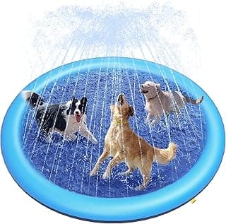 Peteast Splash Pad for Dogs & Kids - Anti-Slip Dog Pool for Large Dogs, 0.58 mm Thickened Durable Outdoor Water Play Mat, Summer Sprinkler Toy for Backyard (67in, Blue)