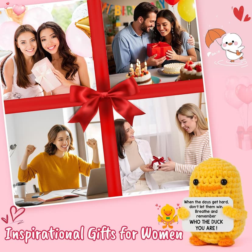 MBL Christmas Stocking Stuffers for Women - Emotional Positive Inspirational Support Small Funny Gag Crochet Duck Pickle Birthday Xmas for Men for Coworker Boss Colleges Her Him Friend