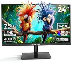 Great voell 23.8" Inch Computer Monitor- FHD 1080P IPS Display 75Hz, 99% sRGB, Eye Care, HDMI VGA, FreeSync, VESA Mountable - Slim Bezel Office & Casual Gaming Screen for PC Console