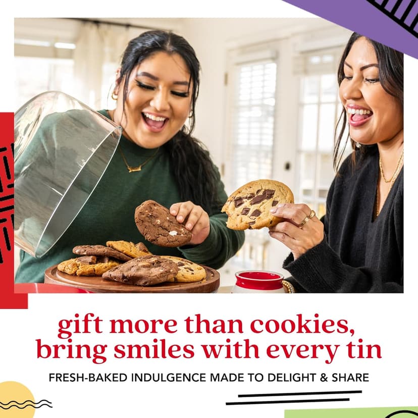 David's Cookies Assorted Fresh Baked Decadent Cookie Gift Tin – 2lb Basket with 8 Jumbo Cookies – Soft and Chewy Bakery-Style Dessert for Birthdays, Holidays, Thank You and Special Occasions
