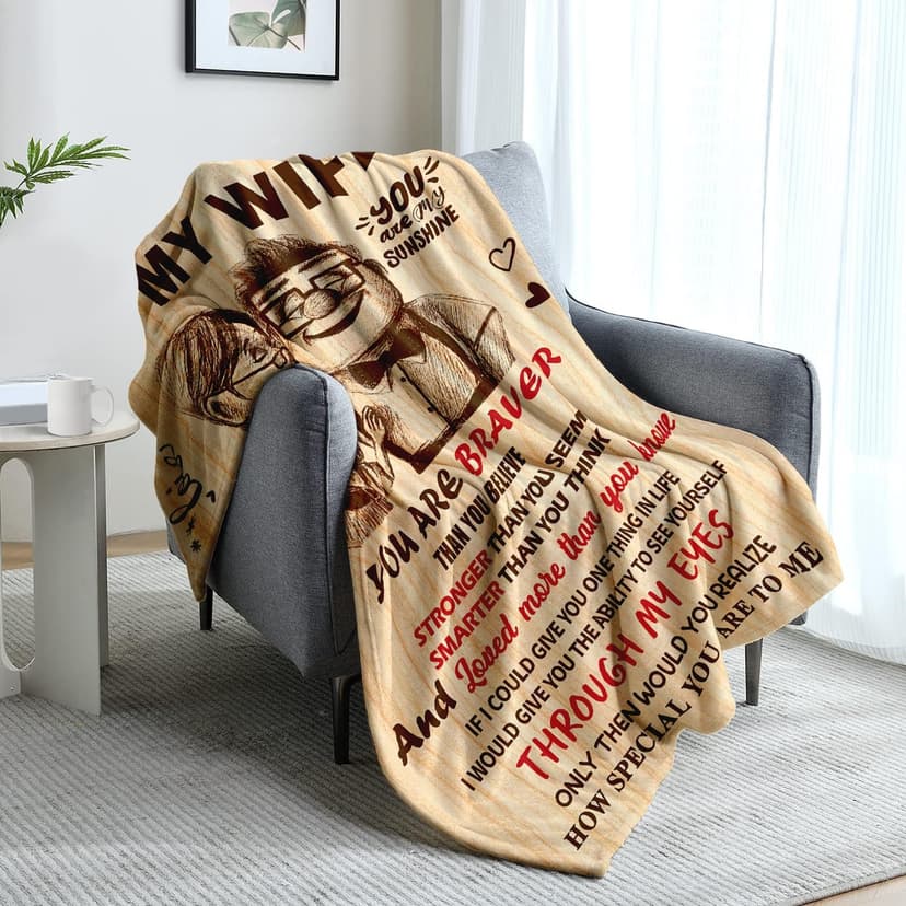 Gifts for Wife from Husband - Wedding Anniversary Birthday Gifts for Women - Romantic I Love You Present for Her - Christmas Mothers Day & Valentines Day Gifts for Wife - To My Wife's Blanket 50"x60"