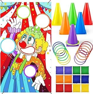 JOYIN 31PCS 3 in 1 Carnival Games, Easter Ring Toss Yard Set, Bean Bags, Cones - Outdoor Toys for Toddlers & Kids, Children's Indoor Play, Family Fun, Kids Party Cornhole Set, Lawn Games