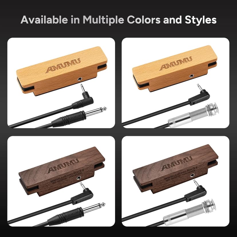 AMUMU SP30WN Walnut Woody Soundhole Pickup with Neodymium Magnet for Acoustic Guitars – Single Coil, Passive, Battery-Free, Clear & Balanced Acoustic Tone
