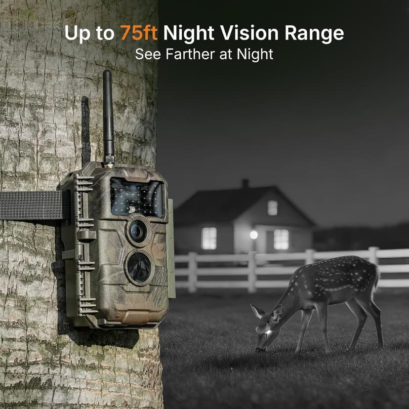 GardePro E6 WiFi Trail Camera (Non-Cellular), Stable WiFi with External Antenna, On-Site App Viewing, 64MP 1296P HD, No-Glow Night Vision, Motion Activated Waterproof Game Camera