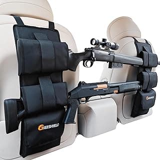 Truck Gun Rack（Set of 2）, Seat Back Gun Rack with Adjustable Straps, 600D Oxford Cloth, Universal Rifle Holder, PVC Coated, Secure Storage Pockets for Hunting Gear, Easy to Install Vehicle Gun Rack
