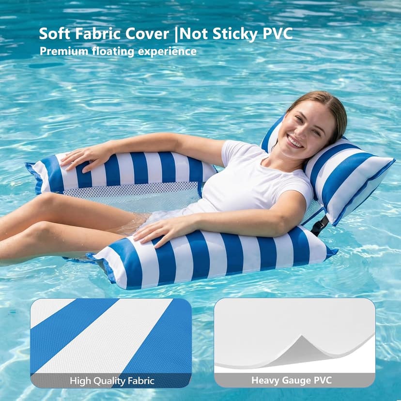 Jasonwell Inflatable Pool Floats Adult - Fabric Pool Floaties Chair Lake Beach Floating Lounger Chair Swimming Pool Noodles Water Hammock Float Mesh Party Floaty Toys Fun for Adults Heavy Duty