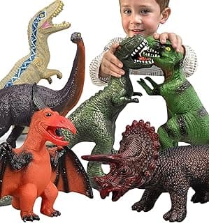 Gzsbaby 6 Piece Jumbo Dinosaur Toys for Kids 3-5 and Toddlers, Large Soft Dinosaur Toys for Lovers - Perfect Party Favors, Birthday Gifts