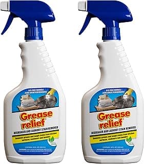 Grease relief Degreaser and Laundry Stain Remover - Heavy Duty Kitchen Cleaner Spray/All Purpose Degreaser for Stove Top, Oven, Grill, Car, Soil & Cloth Stains (2 Pack) (524919)