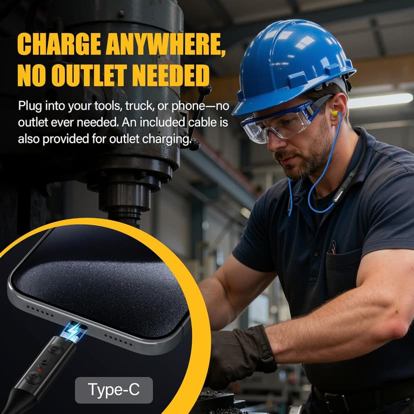 Bluetooth 6.0 Earplug Headphones with 40H Playtime & OSHA Compliant 29dB Noise Reduction Hearing Protection, Rechargeable Wireless Neckband Earbuds w/Mic, IPX6 Waterproof for Construction, Workshop