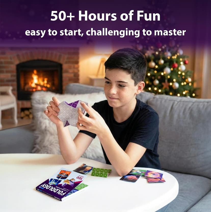 FOLDOLOGY - The Origami Puzzle Game! Brain Teasers for Tweens, Teens & Adults | Travel Game, Hands-On STEM Toy, Stocking Stuffer, Gift for Ages 10+ | Fold the Paper, Complete the Picture | 100 Puzzles