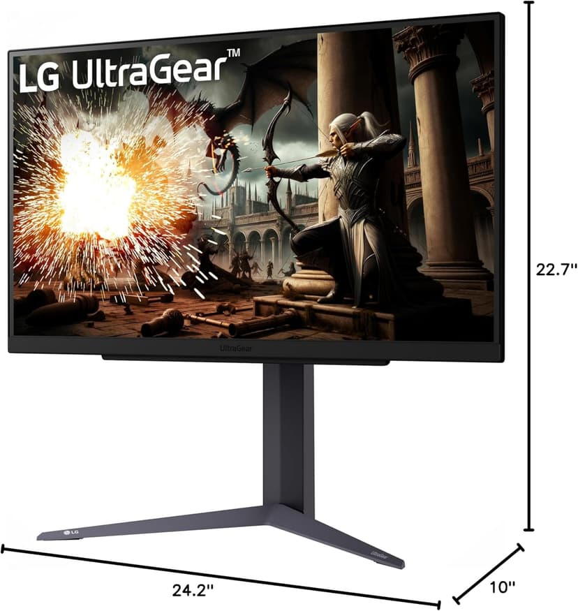 LG 27GS75Q-B 27-inch Ultragear QHD (2560x1440) Gaming Monitor, 180Hz (O/C 200Hz), 1ms, IPS, NVIDIA G-SYNC Compatible, AMD FreeSync, HDR10, Tilt/Height/Pivot Stand, HDMI, DisplayPort, Black