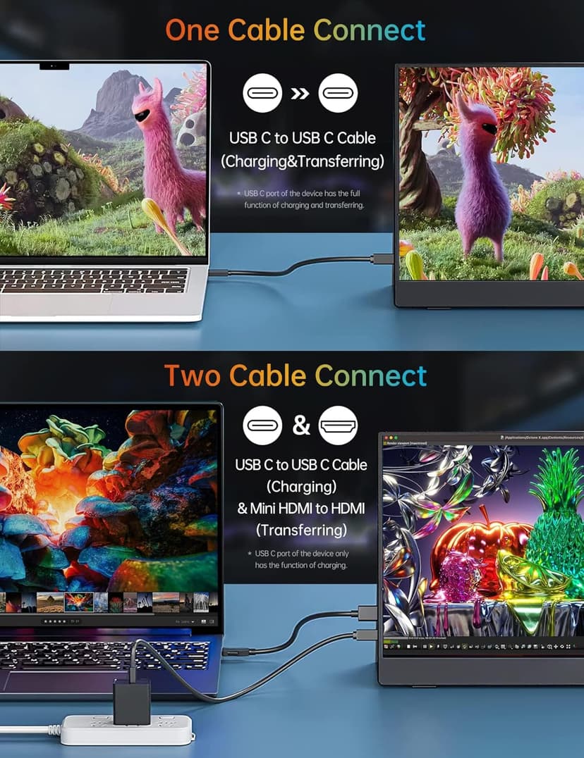 VILVA Portable-Monitor-for-Laptop - 15.6'' 1080P FHD IPS Display USB-C HDMI Portable Monitor for Laptop with Cover and Speakers External Monitor for Laptop/PC/Mac/Phone/Xbox Switch/PS4/