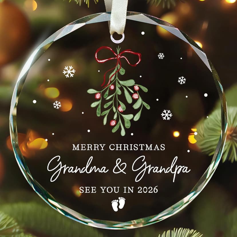 Grandparents Gifts - First Time Grandparents Gifts for Grandma Grandpa - Baby Pregnancy Announcement Ornament for New Expecting Grandma, Grandpa to Be - Glass Christmas Ornament 2026