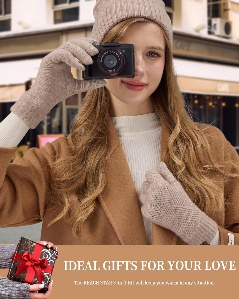 REACH STAR Winter Gloves for Women Touch Screen Thermal Lining Warm Gloves Cold Weather Christmas Gifts